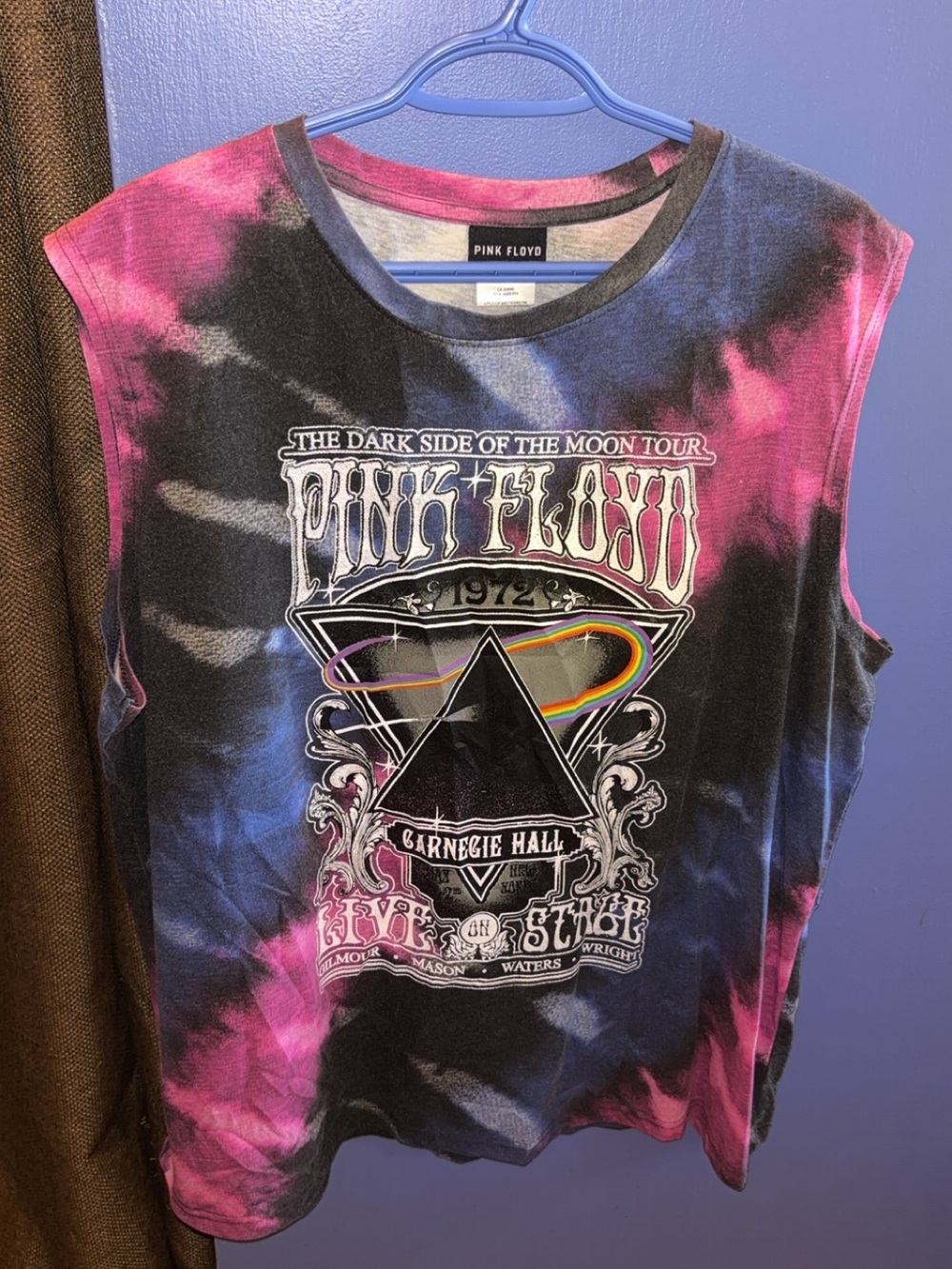Pink Floyd Tie-Dye Short Sleeve Tee in Pink, Blue & Black